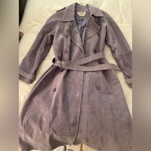 Vintage Lilac Suede Double Breasted Trench Coat